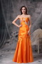 Sweetheart Orange Taffeta Prom Dress With Appliques Inexpensive