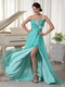 Turquoise One Shoulder Neck High Side Split Skirt Prom Dress Inexpensive