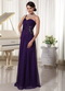 Pretty Prom Evening Dress One Shoulder Dark Purple Chiffon Skirt Inexpensive