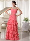 Watermelon Layered Ruffles Prom Dress For Young Lady Inexpensive