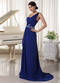 Royal Blue One Shoulder Chiffon Skirt Dress For Party Occassion Inexpensive
