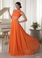 Orange Chiffon One Shoulder Prom Dress With Long Skirt Inexpensive