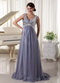 Sequins V-neck Grey Chiffon Floor Lenght Skirt Prom Gown Inexpensive