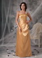 Inexpensive One Shoulder Long Gold Prom Dress For Lady Inexpensive