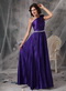 Purple One Shoulder Floor-length Elastic Woven Satin Prom Dress Inexpensive