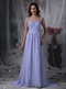 Lavender Chiffon Prom Dress With Beaded Wide Straps Inexpensive