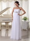 White Beaded Chiffon Simple Prom Dress Empire Floor-length Inexpensive