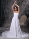 Stylish Sweetheart Court Train White Chiffon Dress For Prom Inexpensive