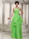 Spring Green Strapless Prom Dress Made By Organza Low Price Inexpensive