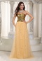 Gold Sequin And Net Long Women Prom Dress Top Seller 2012 Inexpensive