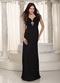 Halter Top Long Black Chiffon Prom Dress For Lady Inexpensive