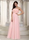 Baby Pink Chiffon Prom Dress With Rosette Flowers Bodice Inexpensive