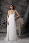 V-neck Cross Back White Chiffon Prom Dress With Golden Details Inexpensive