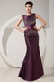 Dark Purple Mermaid Scoop Neck Prom Dress With Beading Inexpensive