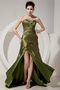 Top Olive Green Side Split Skirt Prom Dress With Jacket Inexpensive