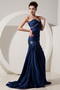 Mermaid Navy Blue Taffeta Dress For Lady Prom Wear 2014 Inexpensive