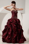 Floor-length Burgundy Taffeta Prom Dress By Top Designer Inexpensive