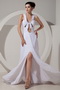 White Wide Straps Prom Dress With Side Split Skirt Sexy Inexpensive