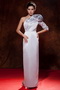 One Shoulder Long Sleeve Single Silver Prom Dress With Flower Inexpensive