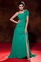 Turquiose Rosette One Shoulder Prom Chiffon Dress Wholesale Inexpensive