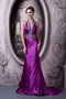 Column Halter Eggplant Purple Party Dress With Crystals Diamonds Inexpensive