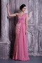 Rose Pink One Shoulder Prom Dress Chiffon And Lace Fabric Inexpensive