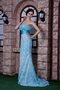 Aqua Blue Sweetheart Fabric With Rolled Flowers Party Dresses Inexpensive