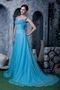 Straps Sweep Train Aqua Blue Chiffon Prom Dresses For Lady Wear Inexpensive