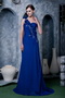 One Shoulder Royal Blue Prom Dress With Hand Made Flower Decorate Inexpensive