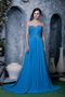 Dodgerblue Empire Sweetheart Brush Train Chiffon Dress For Prom Inexpensive