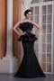 Black Mermaid Strapless Ruffles Neck Prom Gowns Dress Petite Inexpensive