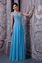 Aqua Blue Empire Prom Dress Straps Long Chiffon Skirt Inexpensive