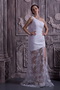 One Shoulder Watteau Train Transparent Appliuqes Skirt Prom Dress Inexpensive