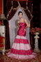 Fuchsia and Pink Multi Color Mermaid Strapless Puffy Prom Gowns Inexpensive