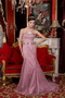 Light Camellia Mermaid Strapless Evening Dress With Beadings Inexpensive