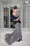Mermaid Strapless Silver Sequin and Navy Taffeta Sash Prom Dress Inexpensive