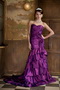 Mermaid Sweetheart Purple Taffeta Prom Gowns Dress With Ruffles Skirt Inexpensive