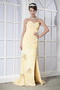 Sweetheart Light Yellow Chiffon Sequins Prom Dress With Side Split Inexpensive