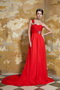 Top Seller One Shoulder Watteau Train Prom Dress By Red Chiffon Inexpensive