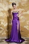 Purple Strapless Leopard Printed Fabric Inside Beaded Party Dresses Inexpensive