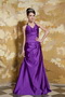 V-neck Floor-length Skirt Purple Taffeta Prom Dress Halter Top Inexpensive