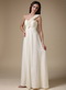 Ivory Chiffon Prom Dress With One Shoulder Rosette Strap Inexpensive