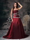 Customized Tailoring Strapless Appliqued Prom Dress In Burgundy Inexpensive