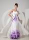 Elegant Sweetheart Ruched White Printed Dress For Prom Wear