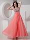 Best Straps Watermelon 2014 Prom Dress With Sequin Bodice