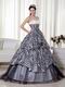 Luxurious Black and White Ombre Zebra Quinceanera Dress For Girl