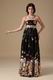 Multi-Color Strapless Black Printed Evening Celebrity Dress