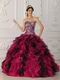 Multi-color Fuchsia And Black Ruffles Leopard Print Quinceanera Dress