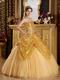 Luxurious Sweetheart Gold Sequined Corset Handmade Quinceanera Dress