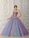 Multi-color Sweetheart Princess Floor-length Tulle Quinceanera Dress